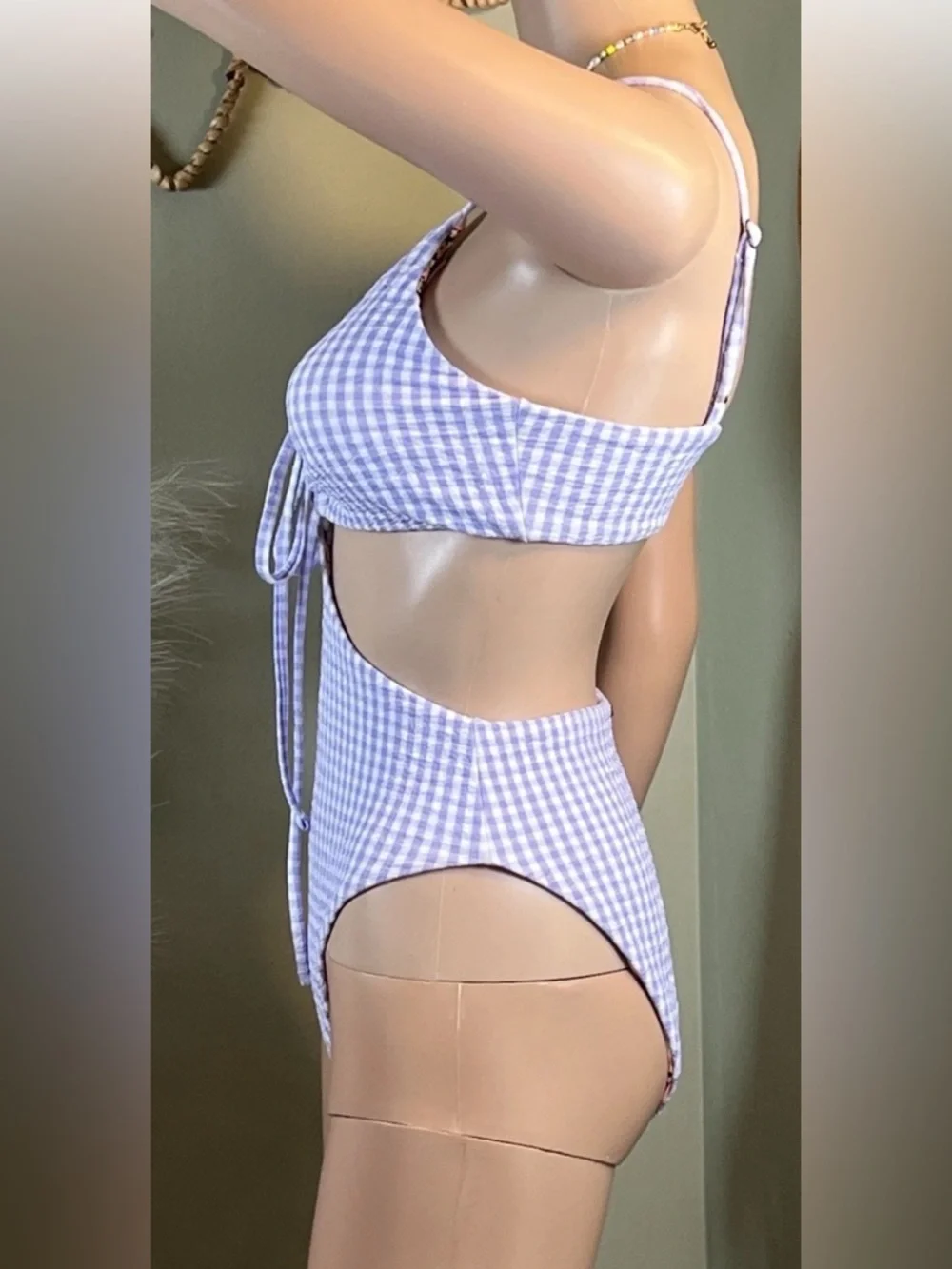 MAAJI Reversible Trikini One Piece Med Purple Gingham 🌞NWT🌞